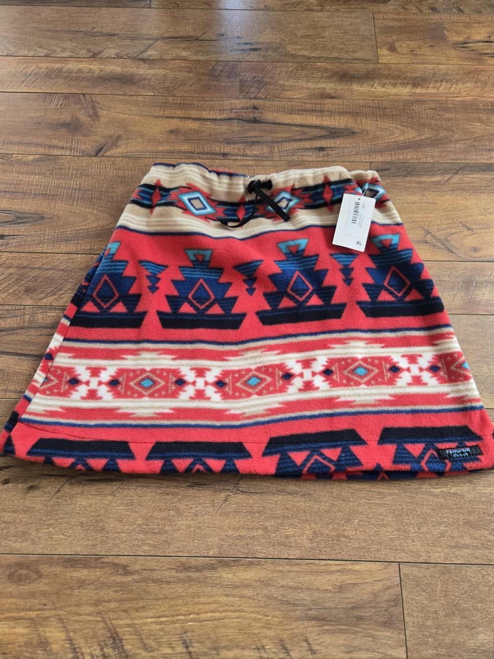 Red Aztec-Print A-Line Fleece Skirt with Drawstring Waist